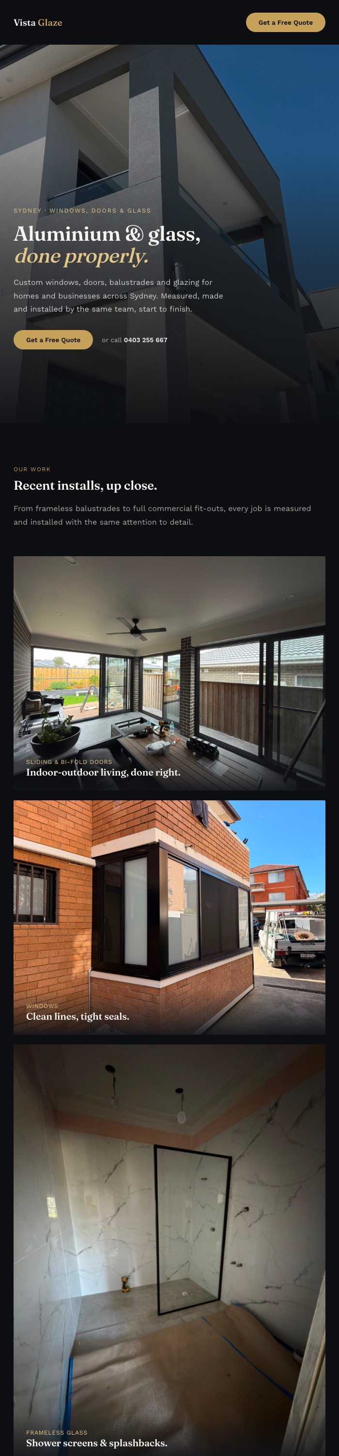 Vista Glaze website design